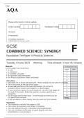 AQA GCSE COMBINED SCIENCE SYNERGY Foundation Tier Paper 4 JUNE 2023 QUESTION PAPER: Physical Sciences