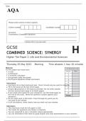 AQA GCSE COMBINED SCIENCE SYNERGY Higher Tier Paper 2 JUNE 2023 QUESTION PAPER: Life and Environmental Sciences