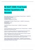 NC BLET 2020: Final Exam  Review Questions And  Answers