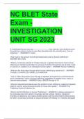 NC BLET State  Exam - INVESTIGATION  UNIT SG 2023