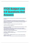 FTCE Subject area  k-6 Questions And  Answers