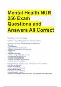 Mental Health NUR 256 Exam Questions and Answers All Correct 