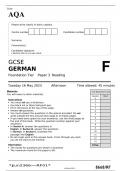 AQA GCSE GERMAN Foundation Tier	Paper 4 JUNE 2023 QUESTION PAPER: Writing