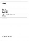 AQA GCSE SPANISH Paper 3 JUNE 2023 MARK SCHEME: Reading Foundation Tier