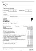 AQA GCSE BENGALI Foundation Tier Paper 3 Reading JUNE 2023 QUESTION PAPER AND MARK SCHEME