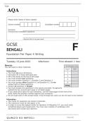 AQA GCSE BENGALI Foundation Tier Paper 4 Writing JUNE 2023 QUESTION PAPER