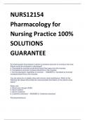 NURS12154  Pharmacology for  Nursing Practice 100%  SOLUTIONS  GUARANTEE
