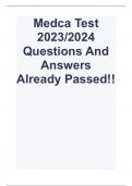 Medca Test 2023/2024 Questions And Answers  Already Passed!!