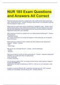 NUR 185 Exam Questions and Answers All Correct 