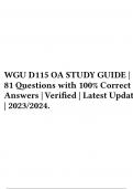 WGU D115 OA STUDY GUIDE | 81 Questions with 100% Correct Answers | Verified | Latest Update| 2023/2024.