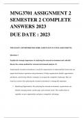 MNG3701 ASSIGNMENT 2 SEMESTER 2 COMPLETE ANSWERS 2023 DUE DATE : 2023