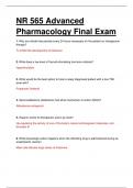 NR 565 / NR565 ADVANCED PHARMACOLOGY FINAL EXAM. QUESTIONS AND ANSWERS