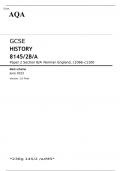 AQA GCSE HISTORY 8145/2B/A Paper 2 Section B/A JUNE 2023 MARK SCHEME: Norman England, c1066–c1100