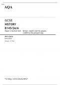 AQA GCSE HISTORY 8145/2A/A Paper 2 Section A/A	JUNE 2023 MARK SCHEME; Britain: Health and the people: c1000 to the present day