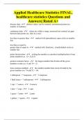 Applied Healthcare Statistics FINAL, healthcare statistics Questions and Answers| Rated A+