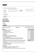 Aqa A-level Physics 7408/2 Question Paper June2023 .