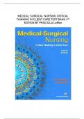 MEDICAL SURGICAL NURSING CRITICAL THINKING IN CLIENT CARE 4TH ED BY PRISCILLA LeMon TEST BANK - QUESTIONS & ANSWERS EXPLAINED (RATED A+) LATEST