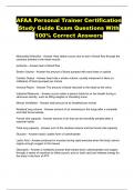 AFAA Personal Trainer Certification Study Guide Exam Questions With 100% Correct Answers