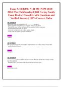 Exam 3: NUR230/ NUR 230 (NEW 2023/ 2024) The Childbearing/Child Caring Family Exam Review| Complete with Questions and Verified Answers| 100% Correct- Galen