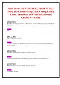 Exam 4 & Final Exams: NUR230/ NUR 230 (NEW 2023/ 2024 UPDATES BUNDLED TOGETHER) The Childbearing/Child Caring Family Exams| Questions and Verified Answers| Graded A- Galen