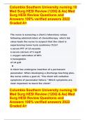 Med Surg HESI Review Questions and Answers 100% verified answers Graded A+ (Columbia Southern University nursing 10)