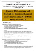 PNR 140 Chapter 19: Licensure and Regulation: Becoming Licensed and Understanding Your State Nurse Practice Act  TEST BANK FOR SUCCESS IN PRACTICAL VOCATIONAL NURSING 9TH EDITION BY KNECHT LATEST UPDATE