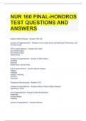 NUR 160 FINAL-HONDROS TEST QUESTIONS AND ANSWERS