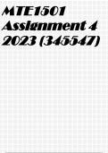 MTE1501 Assignment 4 (COMPLETE ANSWERS) 2023 (345547) 