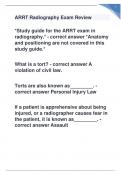 ARRT Radiography Exam Review questions with correct answers rated A+