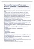 Revenue Management Final exam practice questions | 73 questions and answers