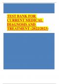 TEST BANK FOR CURRENT MEDICAL DIAGNOSIS AND TREATMENT (2022/2023)