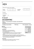 AQA A-level ACCOUNTING Paper 2 QUESTION PAPER AND MARK SCHEME 2023 