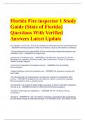 Florida Fire inspector 1 Study  Guide (State of Florida)  Questions With Verified Answers Latest Update