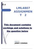 LML4807 Assignment 2 (COMPLETE ANSWERS) Semester 2 2023 