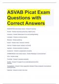 ASVAB Picat Exam Questions with Correct Answers