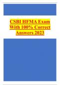 CSBI HFMA Exam With 100% Correct Answers 2023