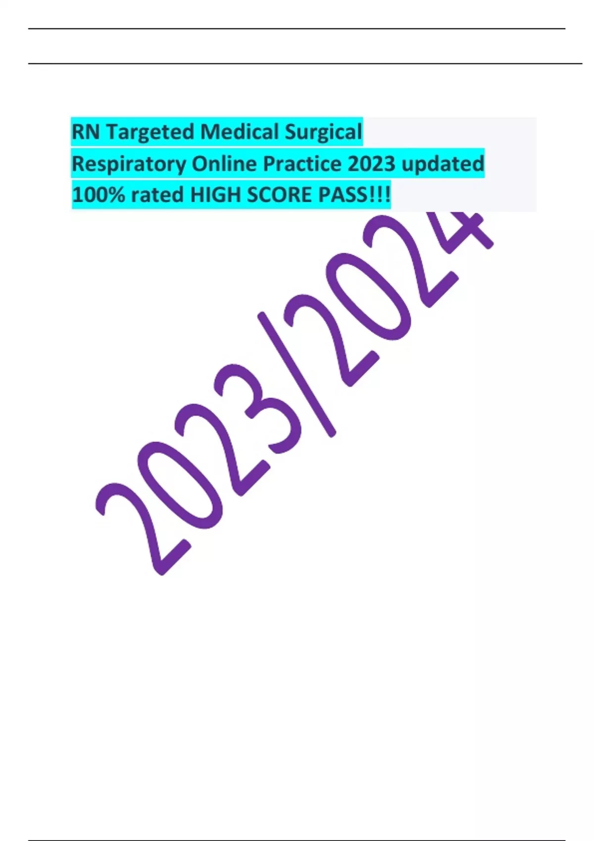 RN Targeted Medical Surgical Respiratory Online Practice 2023 updated