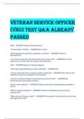 Veteran Service Officer  (VSO) TEST Q&A ALREADY  PASSED