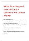 NASM Stretching and  Flexibility Coach Questions And Correct  Answer