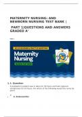 MATERNITY NURSING: AND NEWBORN NURSING TEST BANK  PART 1