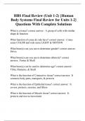 HBS Final Review (Unit 1-2) {Human Body Systems Final Review for Units 1-2} Questions With Complete Solutions