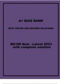 BA109 Quiz - Latest 2023 with complete solution