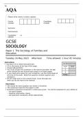 AQA GCSE SOCIOLOGY Paper 1 QUESTION PAPER 2023: The Sociology of Families and Education