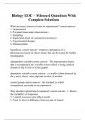 Biology EOC – Missouri Questions With Complete Solutions