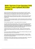 Boiler Operator Exam Questions With Answers Latest Updated 2023/2024 Graded A+