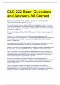 CLC 222 Exam Questions and Answers All Correct