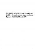 NUR 2502 MDC III Final Exam Study Guide – Questions and Answers Latest Update 2023/2024 Graded A+