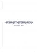 Test Bank for Canadian Fundamentals of Nursing, 6th Edition| Test Bank for Canadian Fundamentals of Nursing 6th Edition by Potter > all chapters 1-48 (questions & answers) A+ guide.