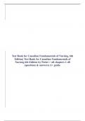 Test Bank for Canadian Fundamentals of Nursing, 6th Edition| Test Bank for Canadian Fundamentals of Nursing 6th Edition by Potter > all chapters 1-48 (questions & answers) A+ guide.