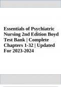 Full Test Bank Essentials of Psychiatric Nursing 2nd Edition Boyd Test Bank